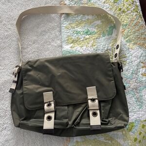 Gap Messenger Bag Olive Green Nylon Canvas Crossbody Laptop Travel Satchel Mens